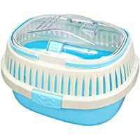 Los mejores  - DZL® Transportín Conejos 25X25-5X16CM caseta roedores pequeñas plásticas transportín cobaya con 2 Asas (Azul)